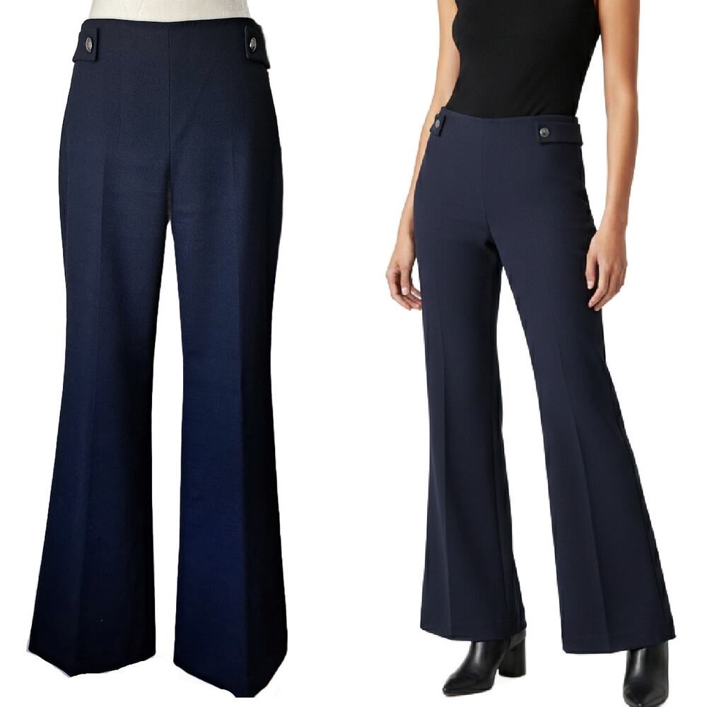 Hobbs London Navy Blue Wool Blend Trousers Straight Leg Work Office Pants 6 US